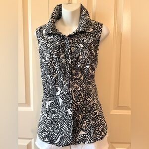 Black and White Patterned Women's Top, size Small, 100% cotton